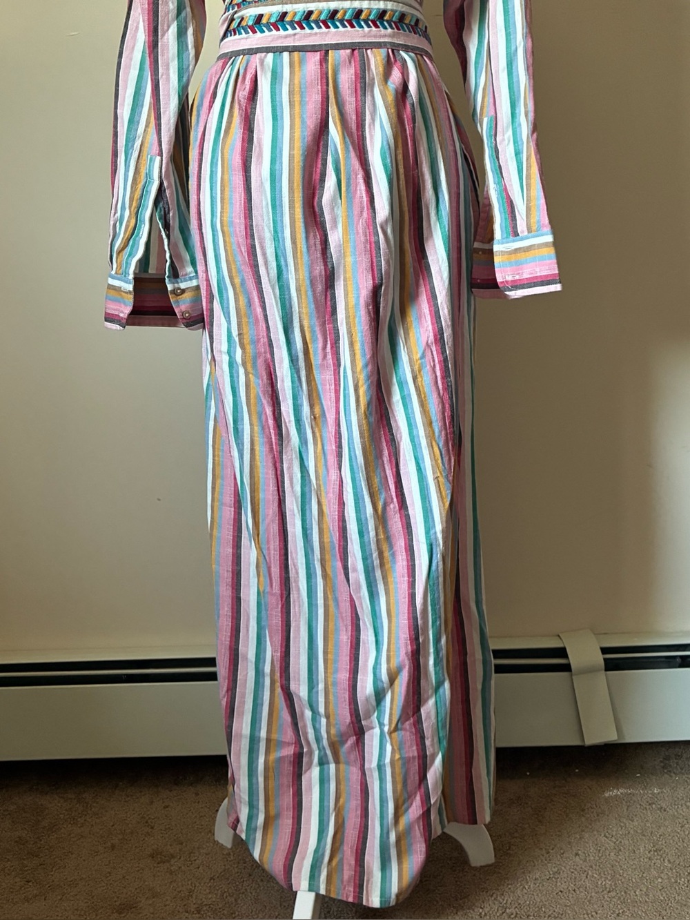 Xirena Striped Tie Waist Button Front Resort Boho Maxi Dress size XS - Picture 12 of 12